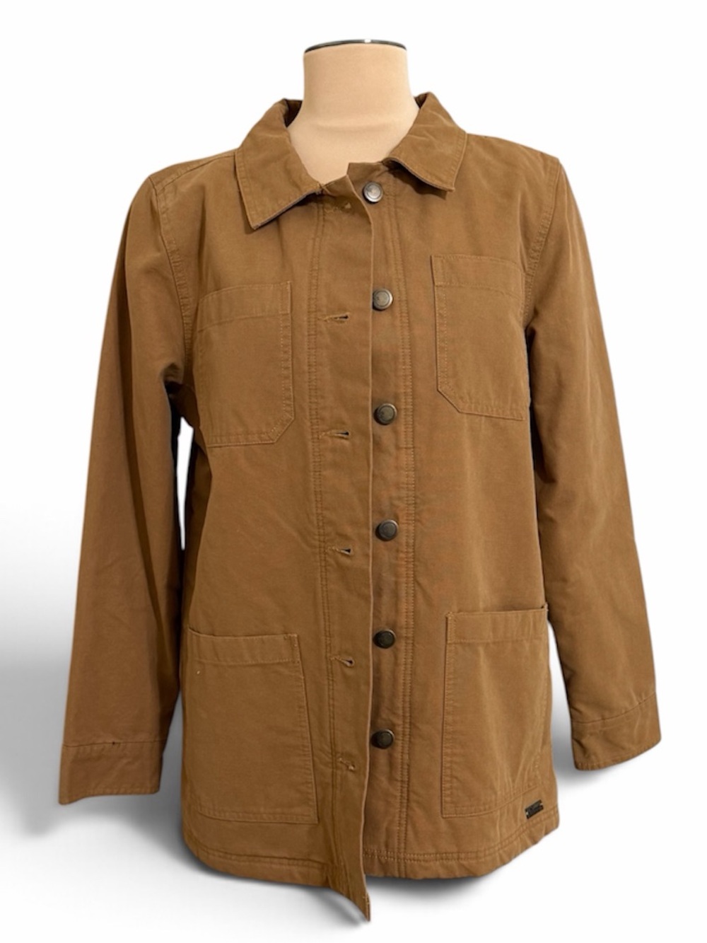 New BASS PRO Womens Tan Twill Chore Jacket Plaid Flannel and Puffer Lined Medium